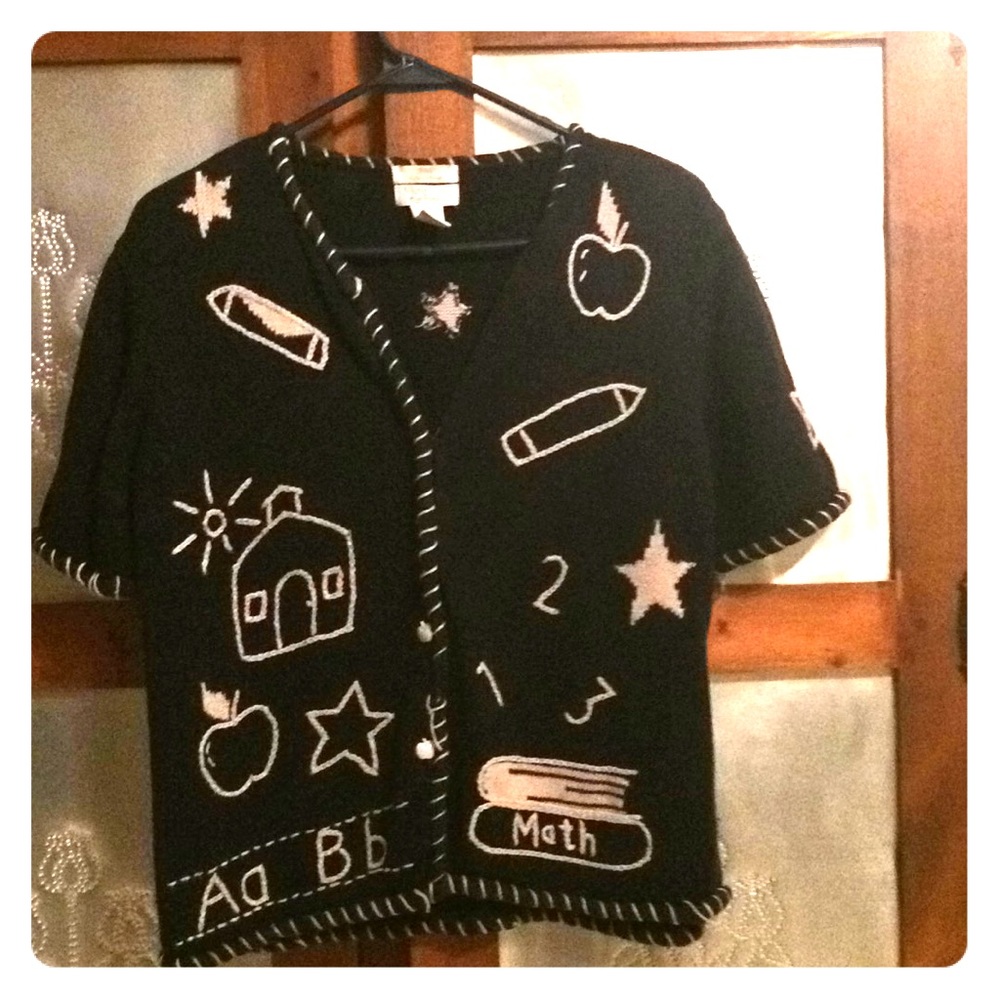 Christopher & Banks Hand Stitched Teacher Sweater